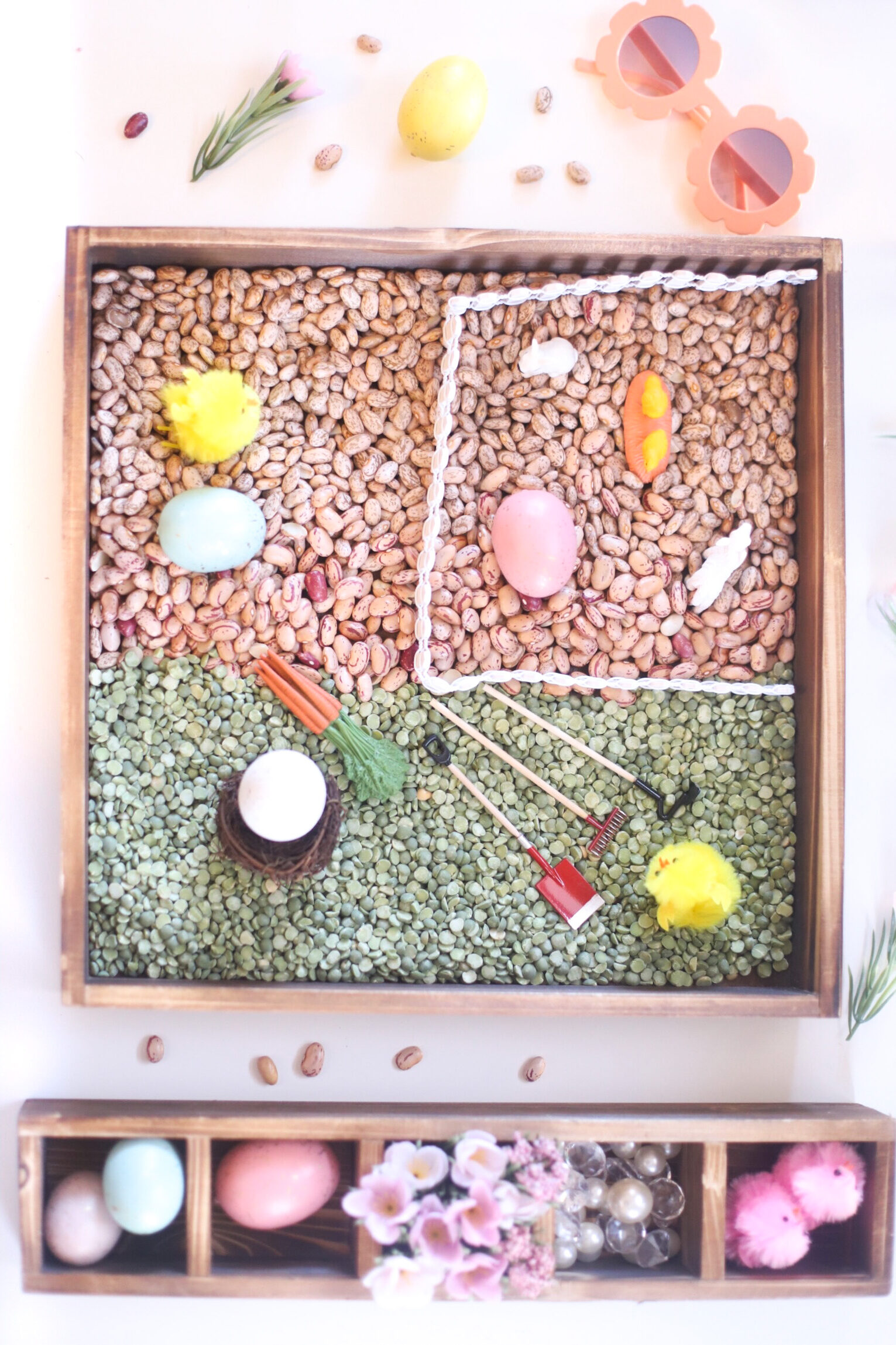 Farmhouse-Inspired Spring Sensory Bins for Kids - Glitter, Inc.