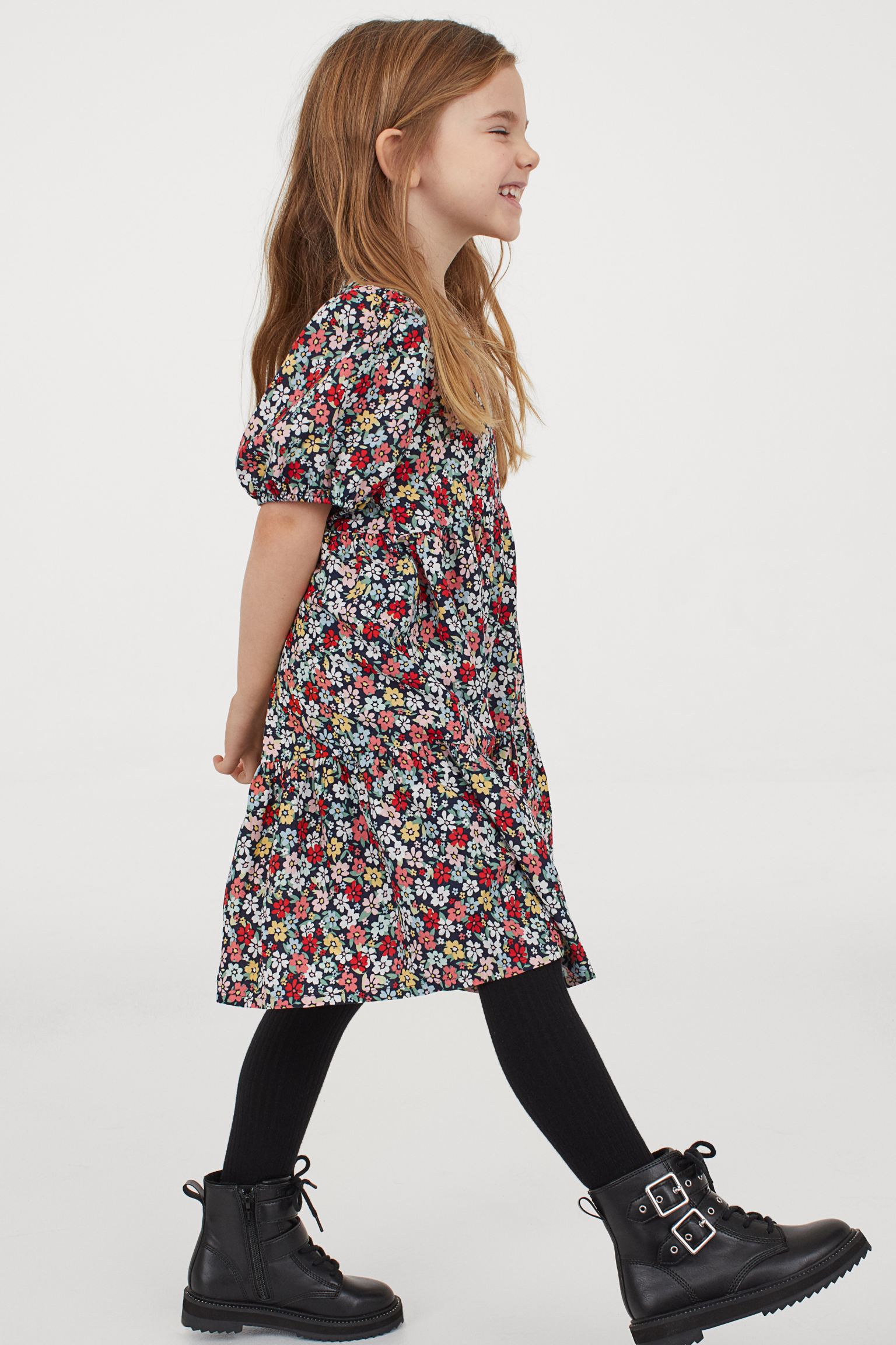 H&M Girls Puff-Sleeved Dress