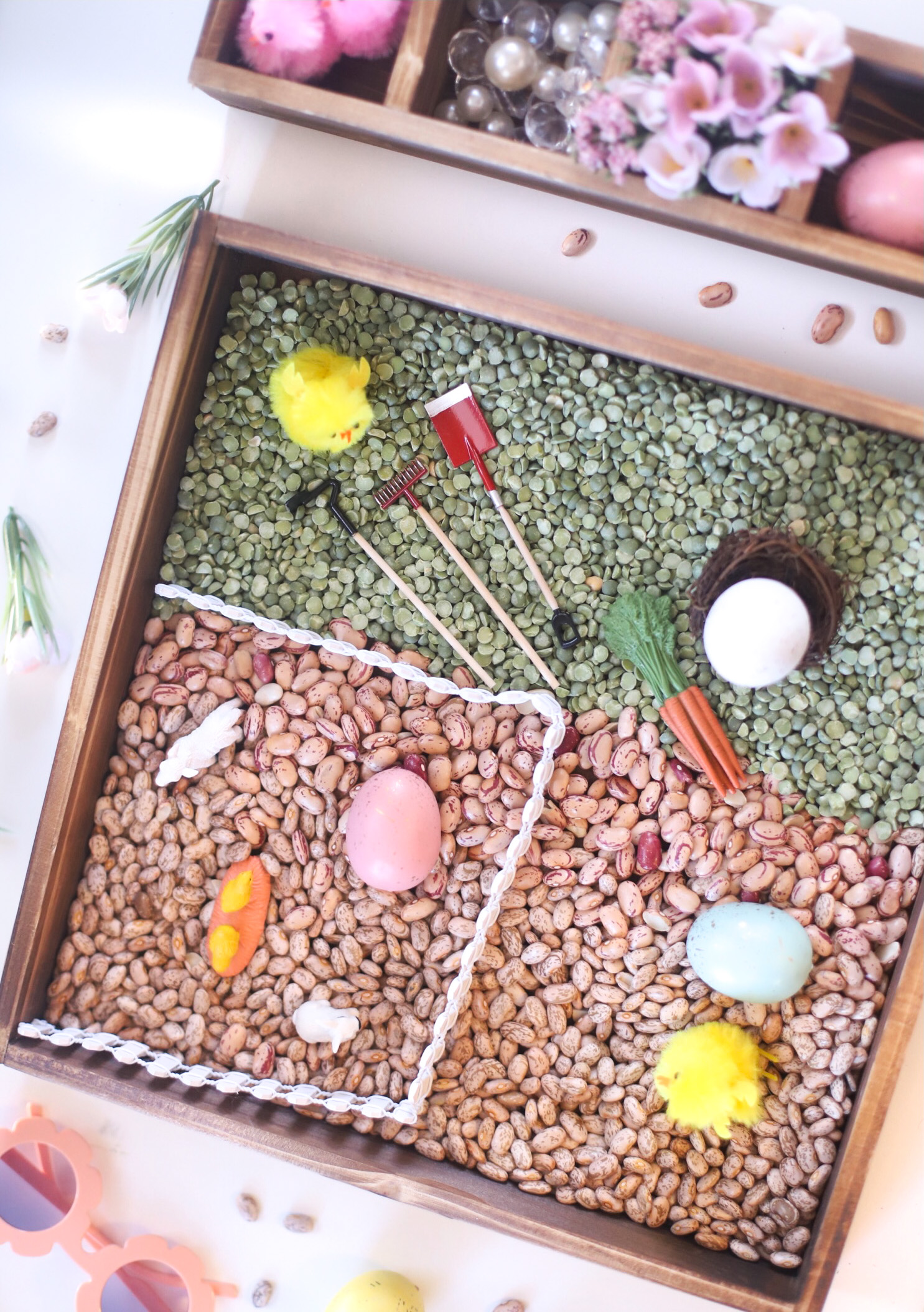 Farmhouse-Inspired Spring Sensory Bins for Kids - The Perfect Hands-On Activity for Toddlers and Beyond | @glitterinclexi | GLITTERINC.COM