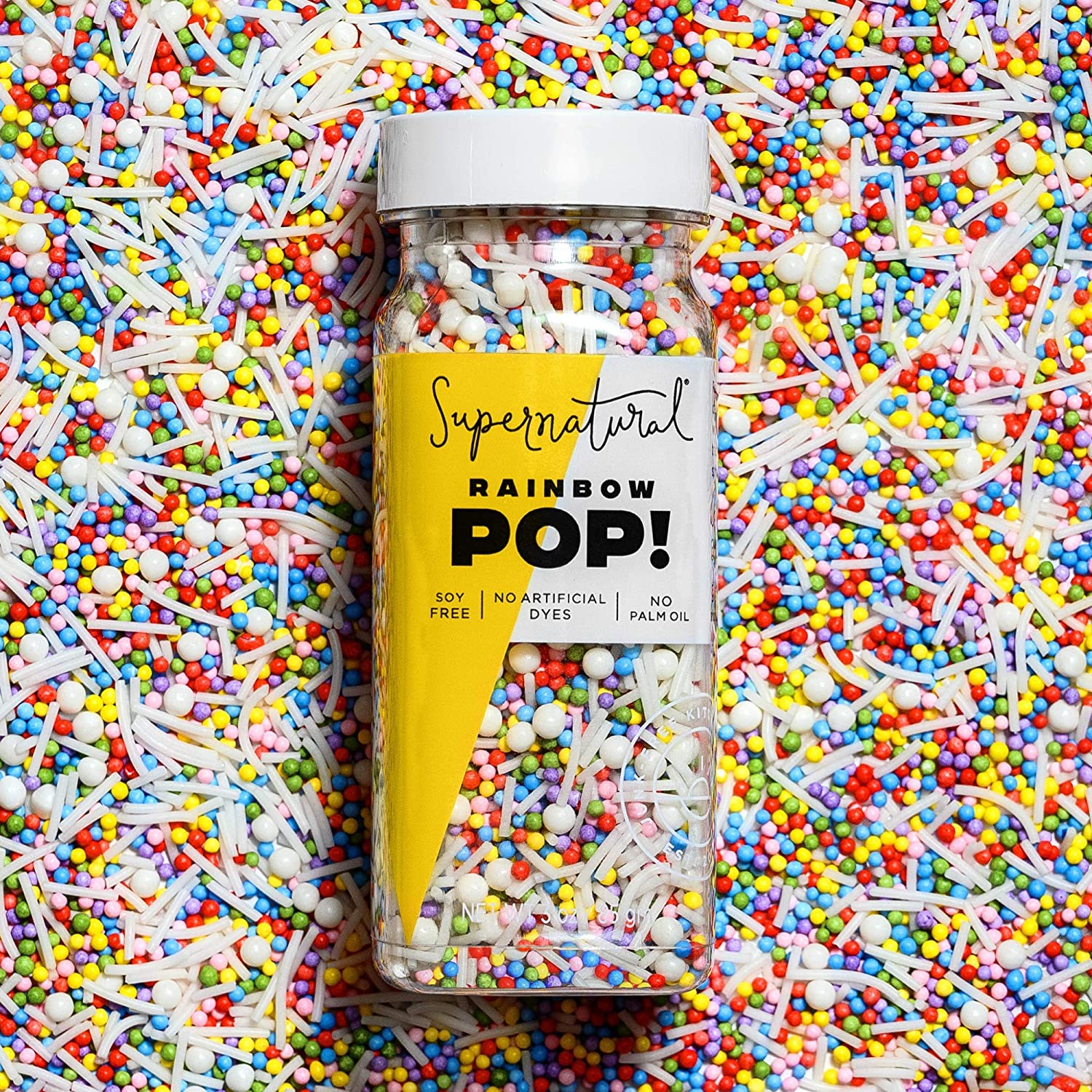 Rainbow Pop! Sprinkles by Supernatural, Nonpareil Sprinkles, Gluten-Free, Vegan, No Artificial Dyes, Soy Free for Healthy Baking, 3 oz | My New Healthy Hair Secret Weapon