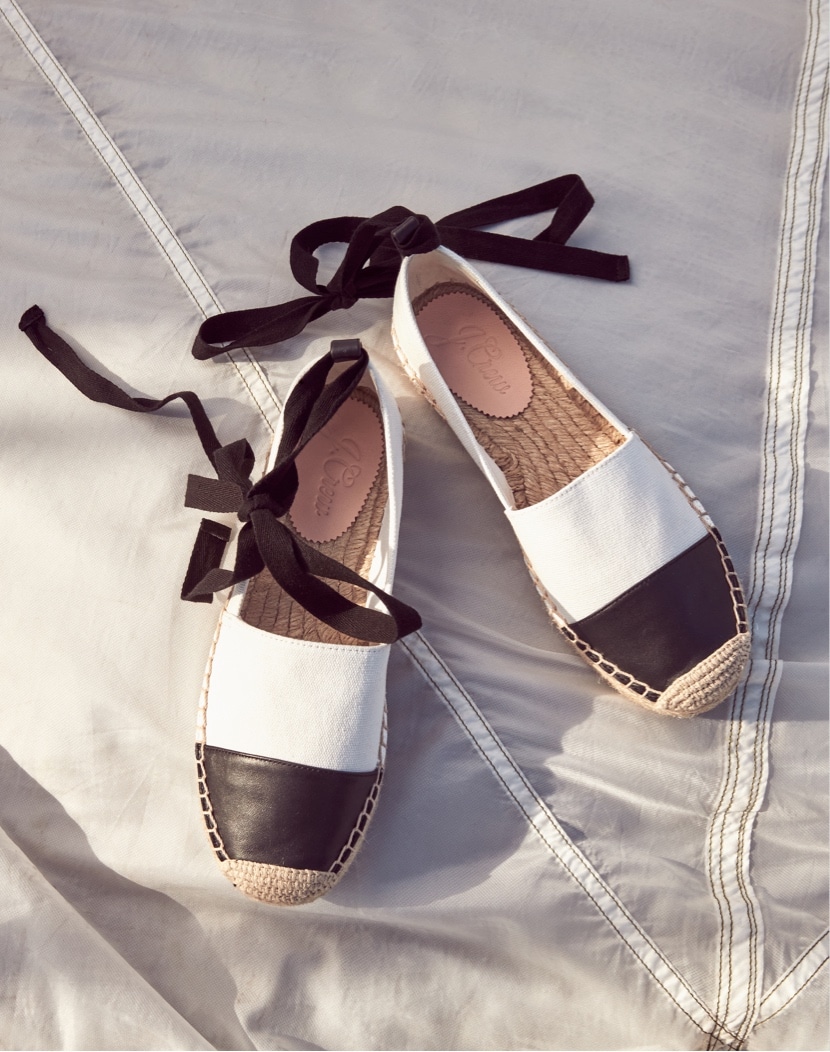 J.Crew Canvas Espadrille Flats with Leather Cap Toe