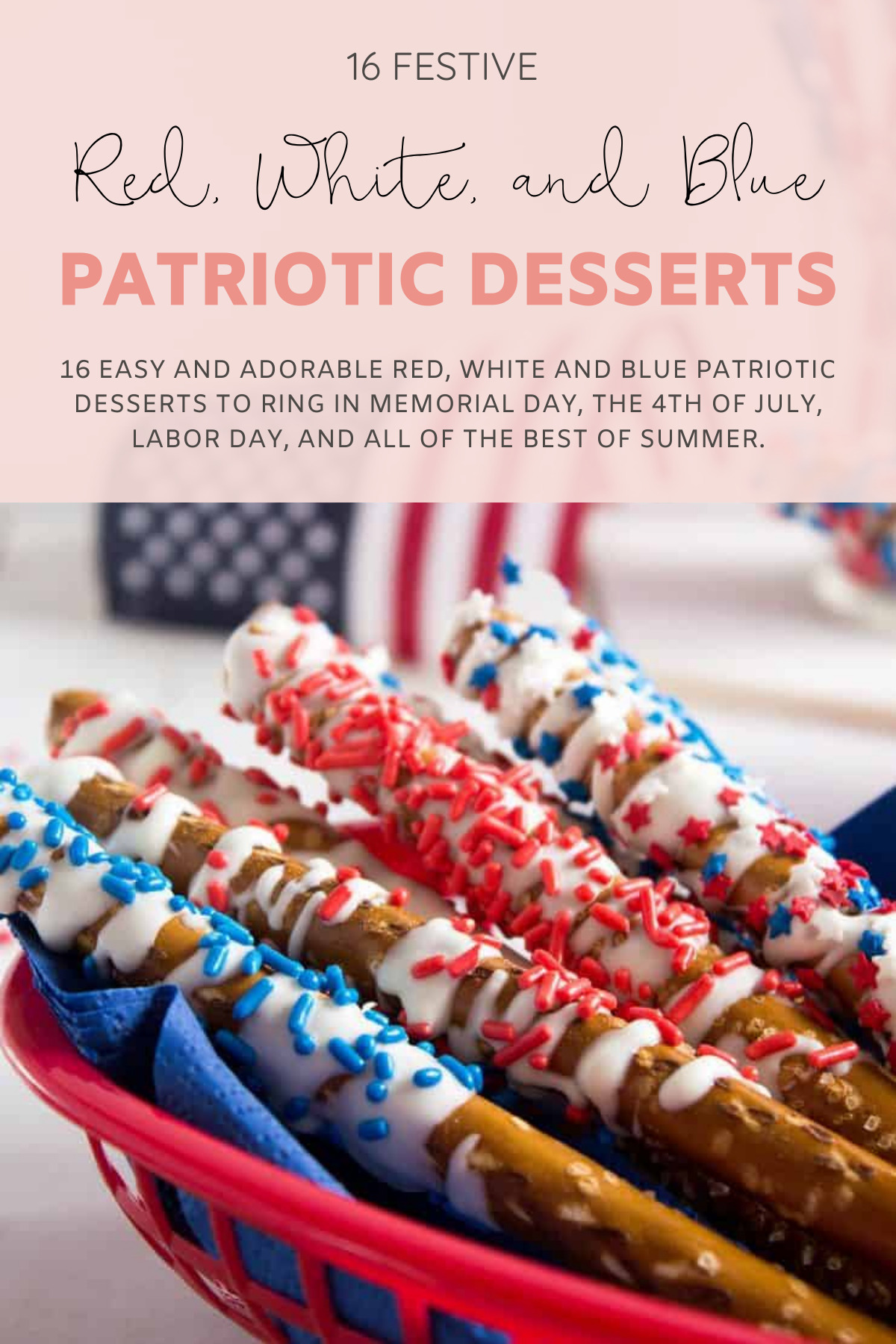 16 easy and adorable Red, White and Blue Patriotic Recipes ... the best festive food, treats, drinks, and more, to ring in Memorial Day, the 4th of July, and all of the best of summer. | Red, White, and Blue Dessert Mini Fruit Pizzas | @glitterinclexi | GLITTERINC.COM