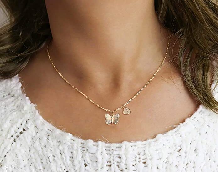 Weekly Finds, Including this Adorable and Affordable Initial Butterfly Necklace for Women - 14K Gold Filled Cute Initial Butterfly Necklace Girls Heart Letter Pendant Butterfly Jewelry Necklace