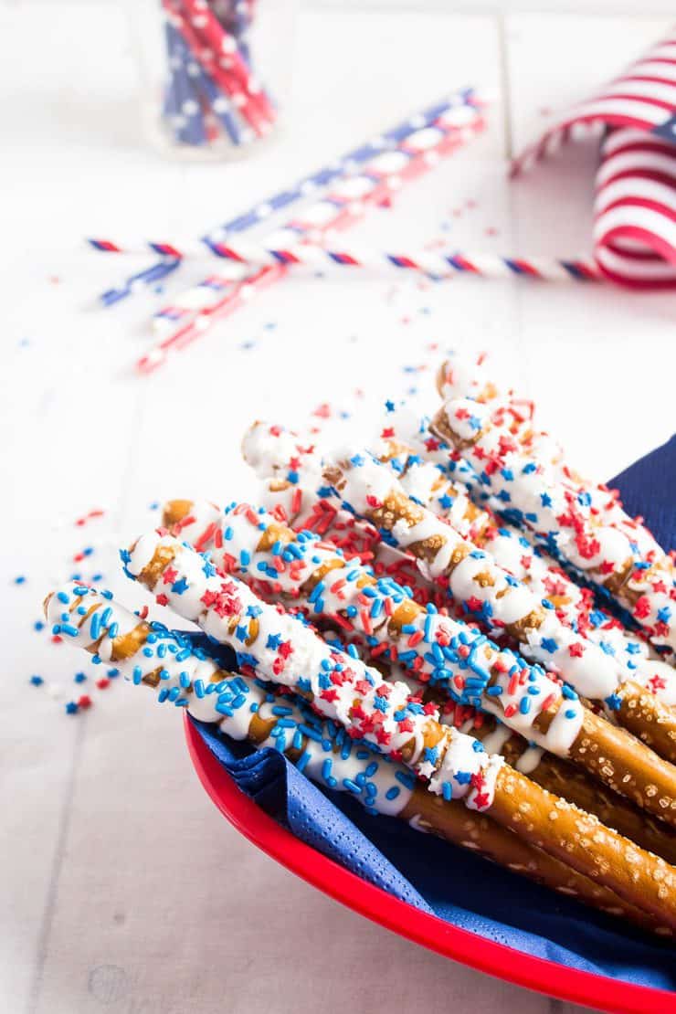 Patriotic White Chocolate Pretzels