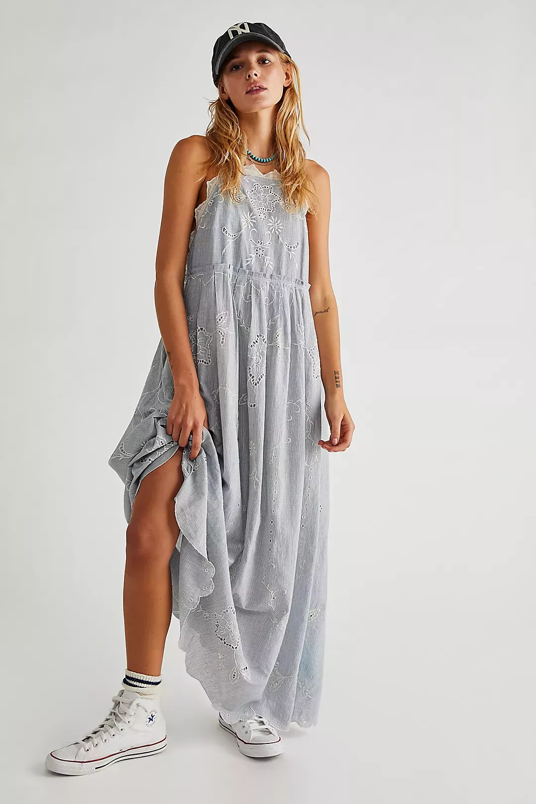 Free People Rosalia Embroidered Apron Dress 