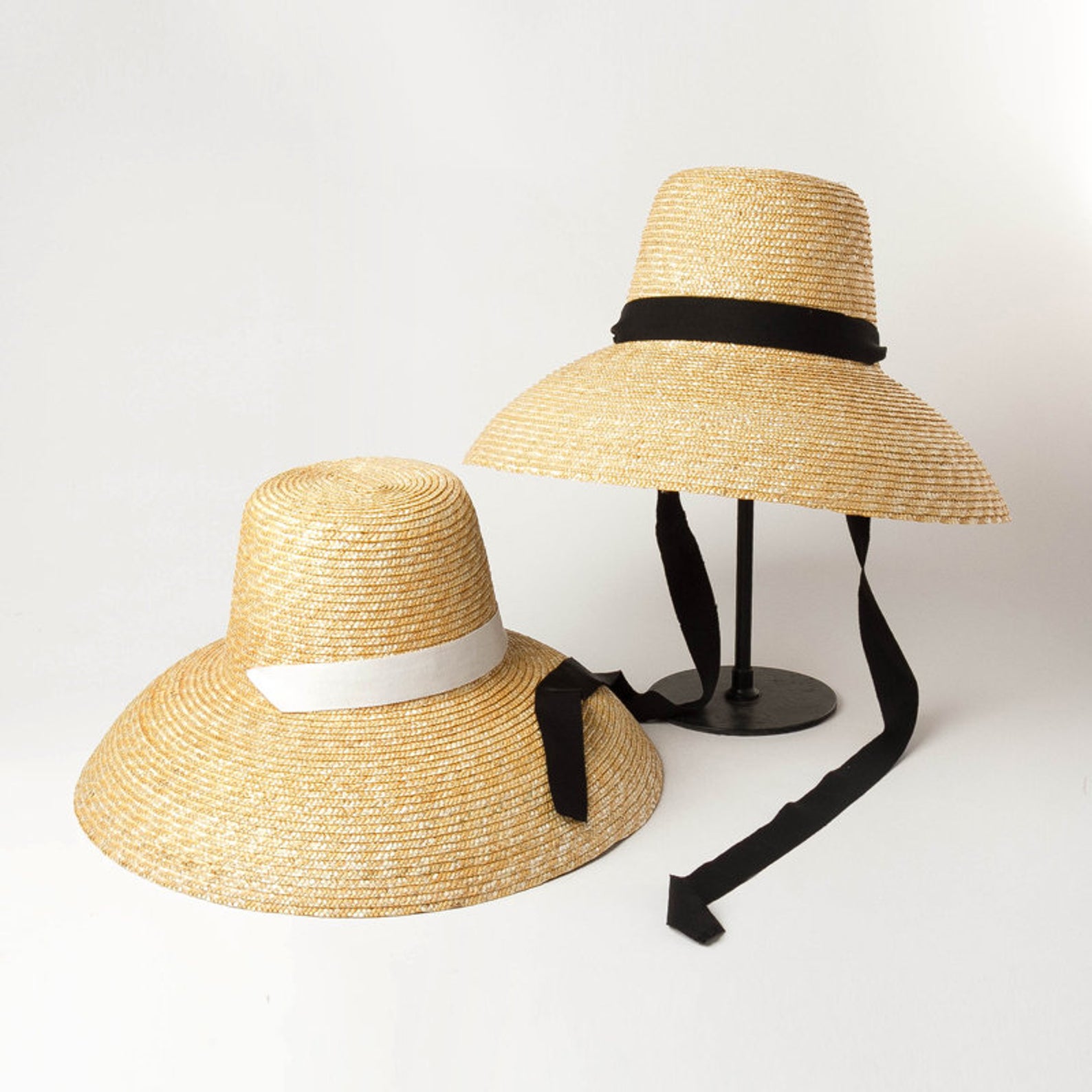 High flat top with large brim with binding straw hat fashion concave shape sun - resistant beach straw hat