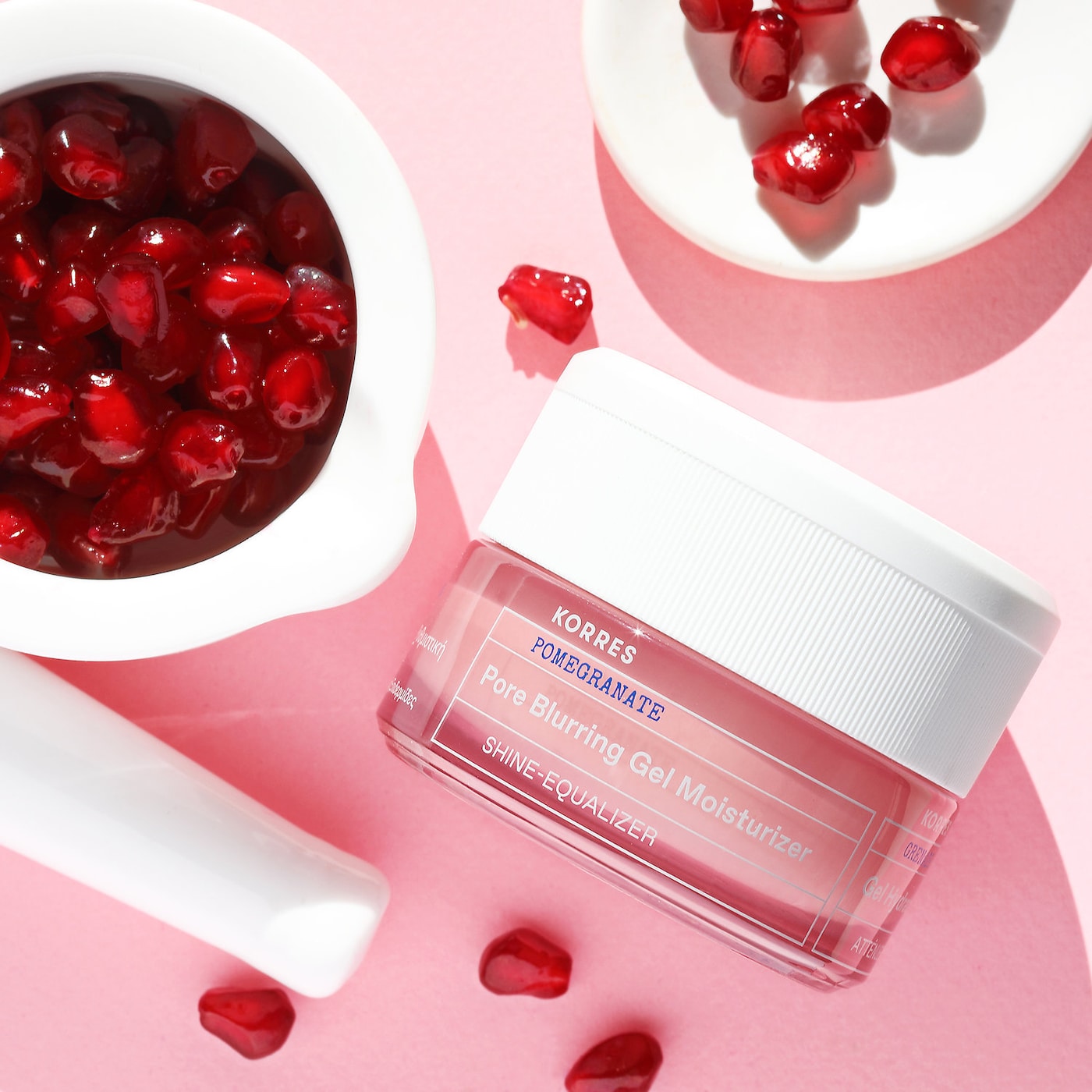 KORRES Pomegranate Pore Blurring Gel Moisturizer and cherries