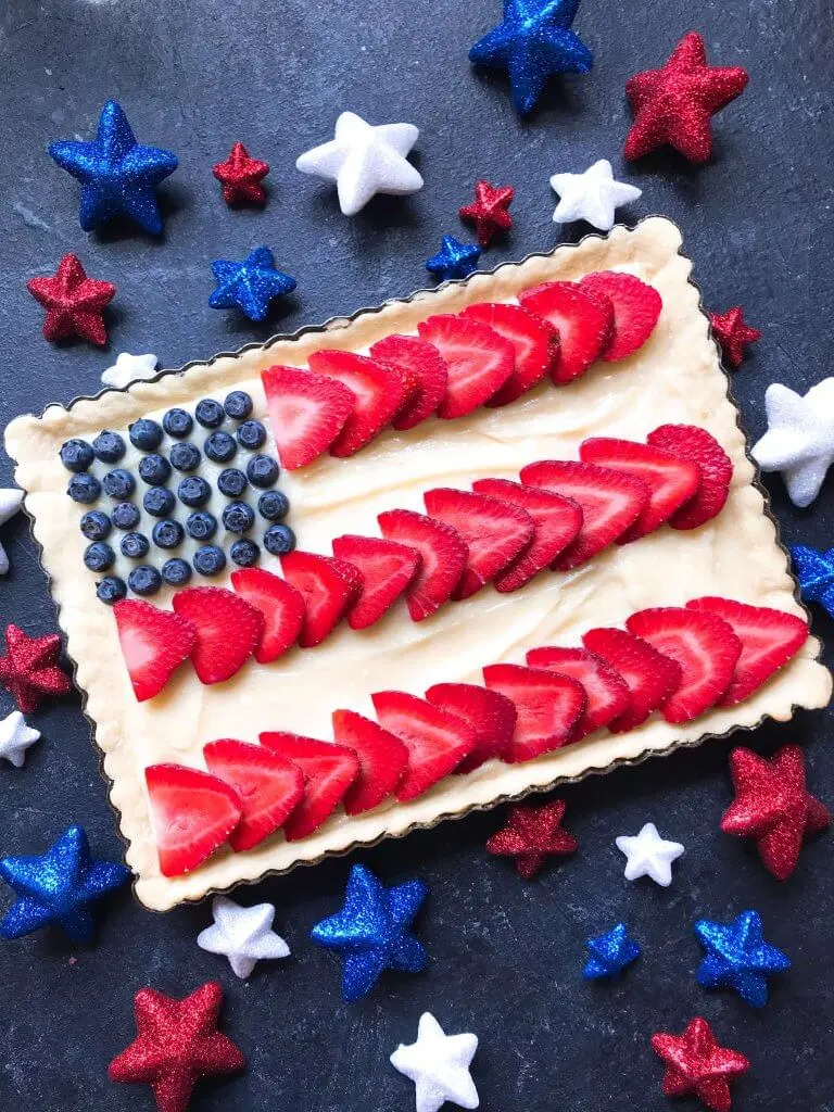 Patriotic American Flag Fruit Tart