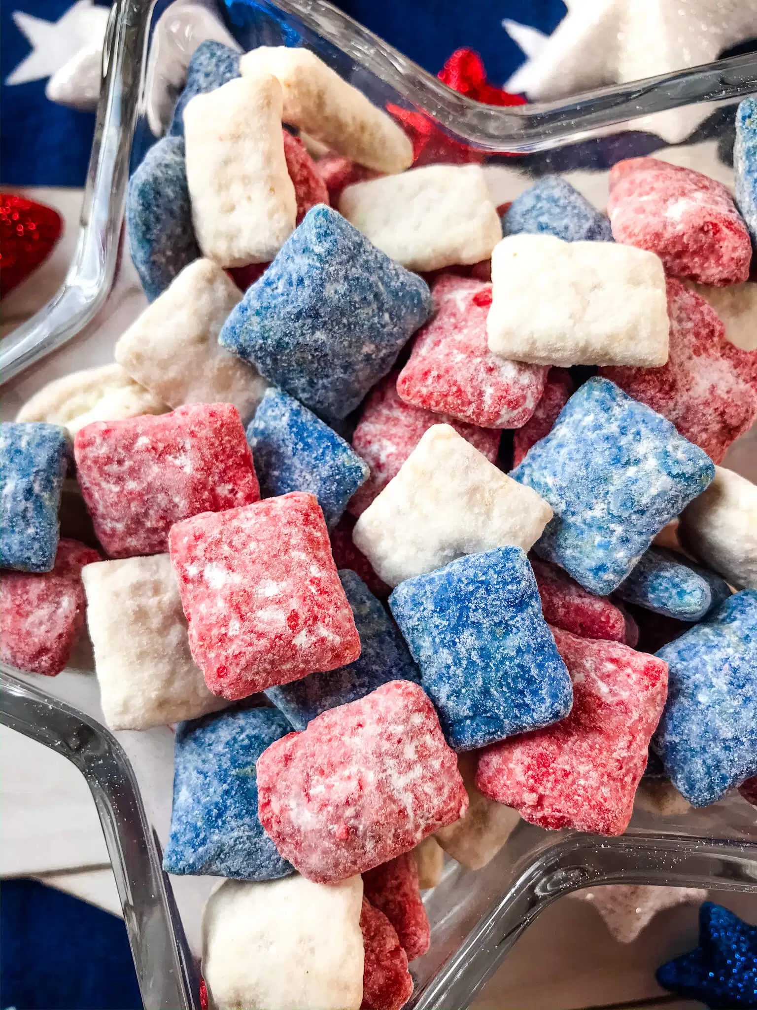 Patriotic Red, White, and Blue Puppy Chow 