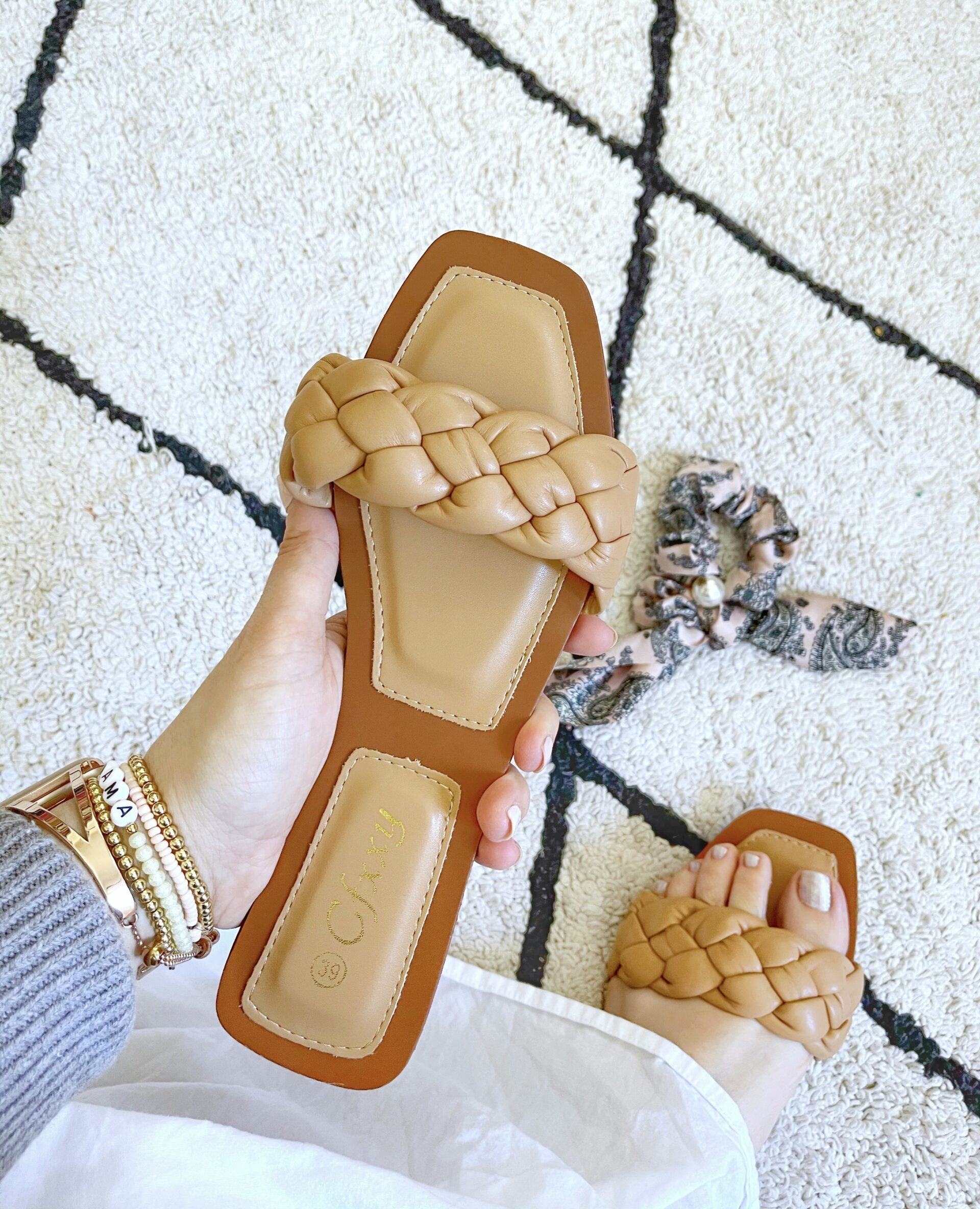 brown or nude Amazon Braided Slides for Spring Sandals 