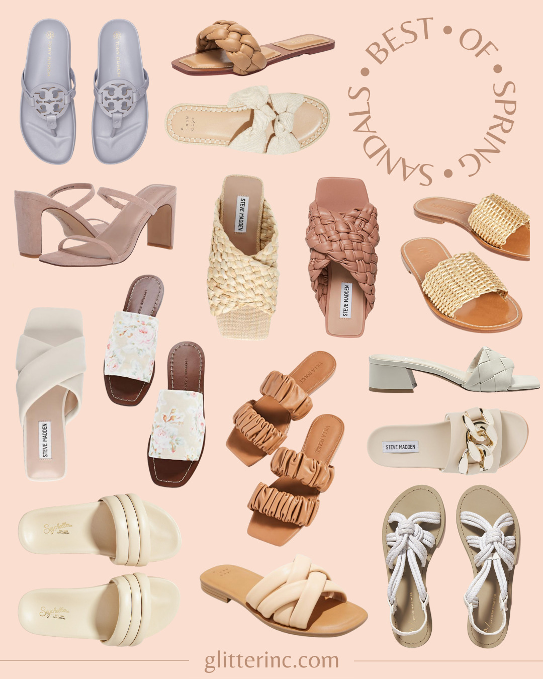 a collage of Spring Sandals 