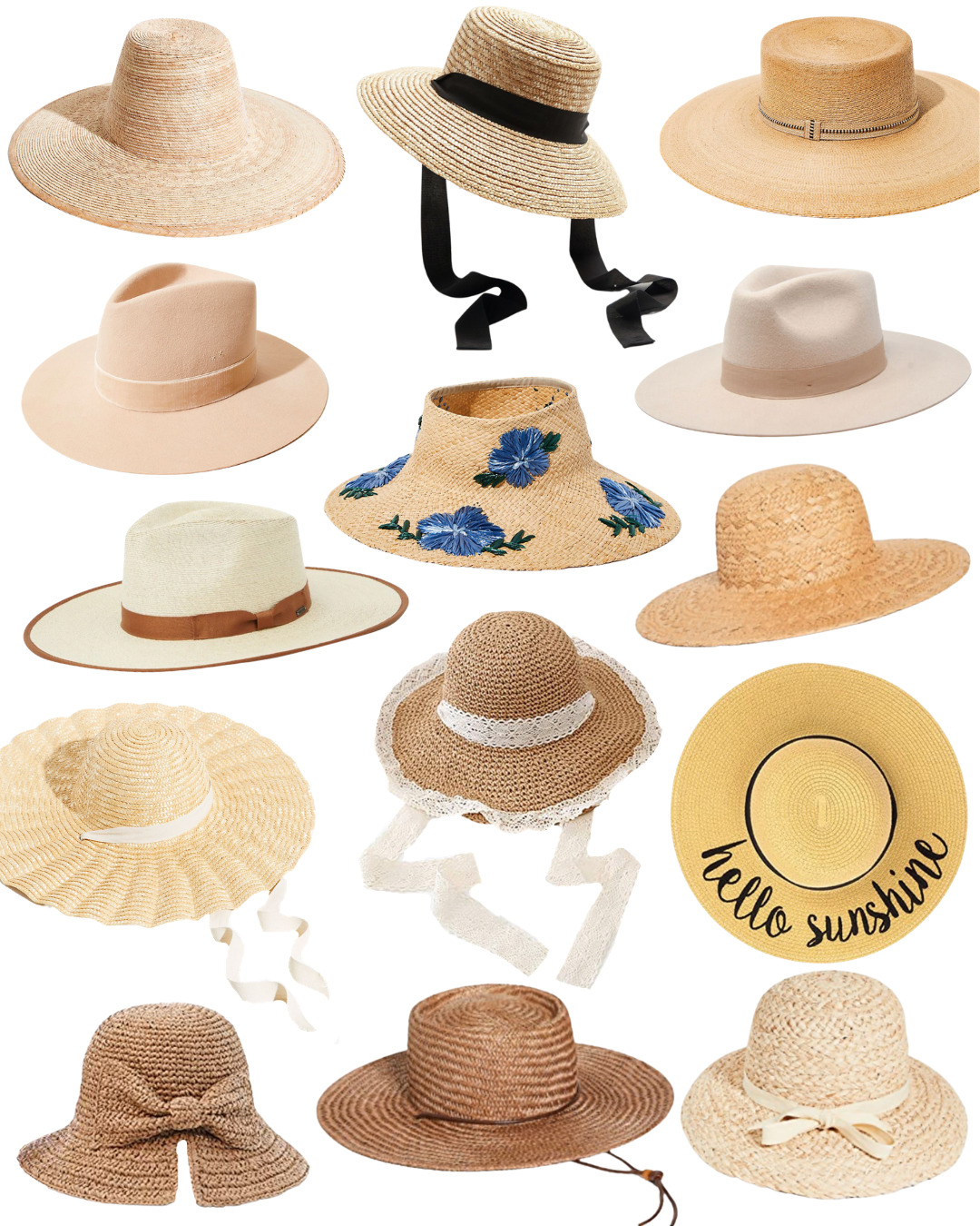 a collage of the The Best of Summer Hats 