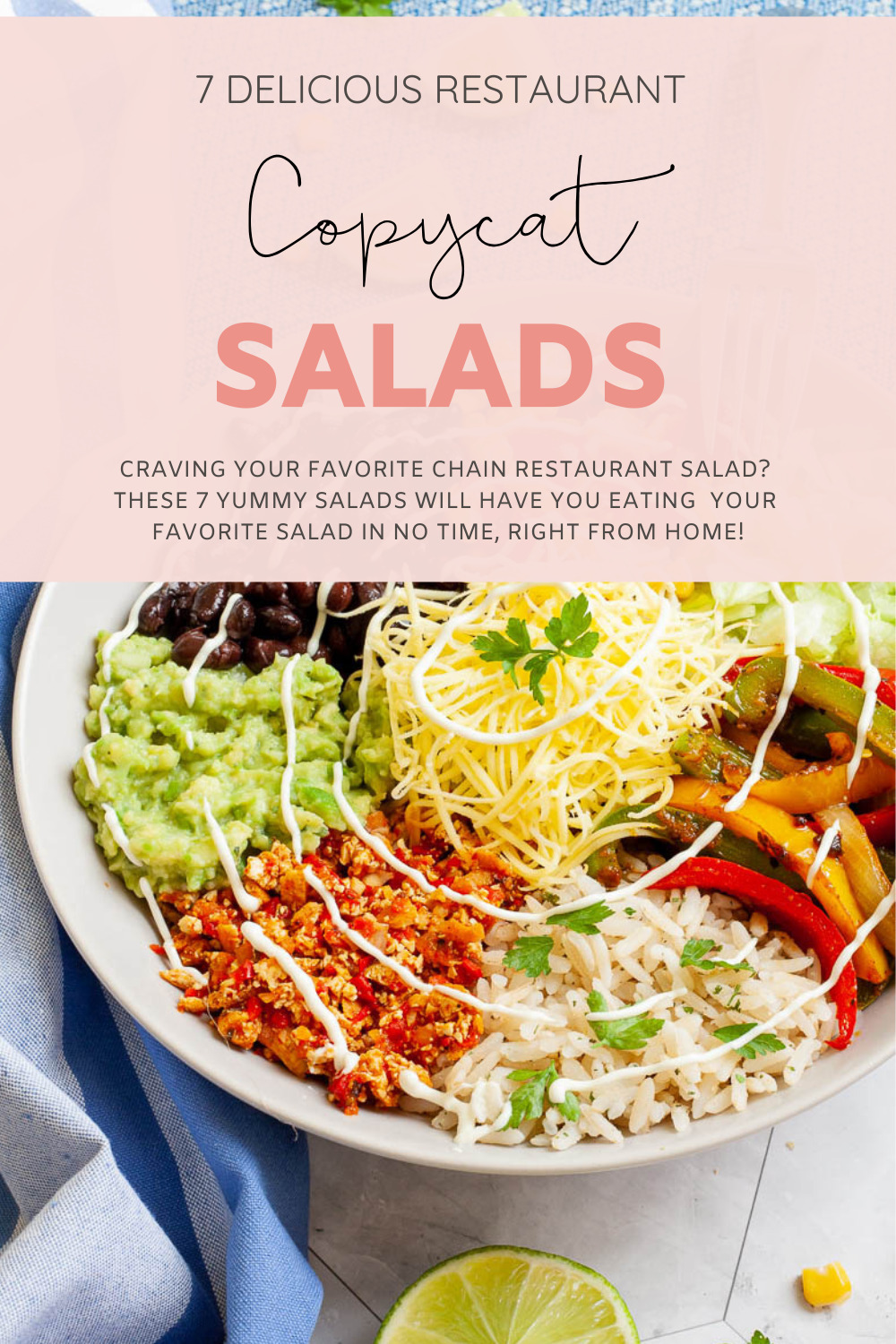 image of a Copycat Restaurant Salad Recipes with blog title text