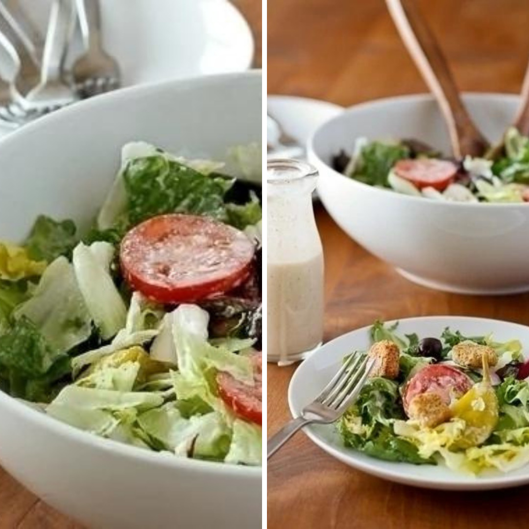 Copycat Olive Garden Salad served on a white plate