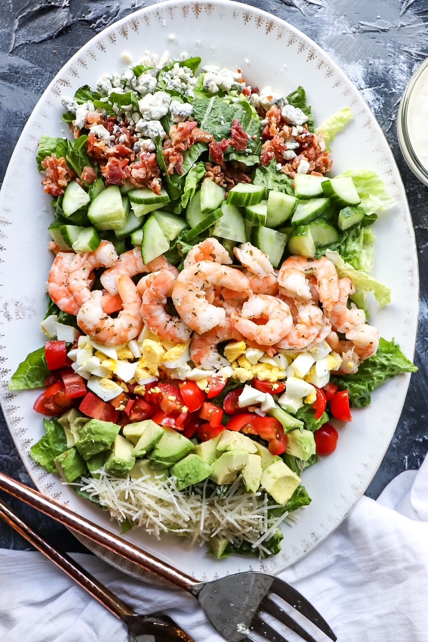 Cobb Salad with Cilantro Lime Marinated Shrimp