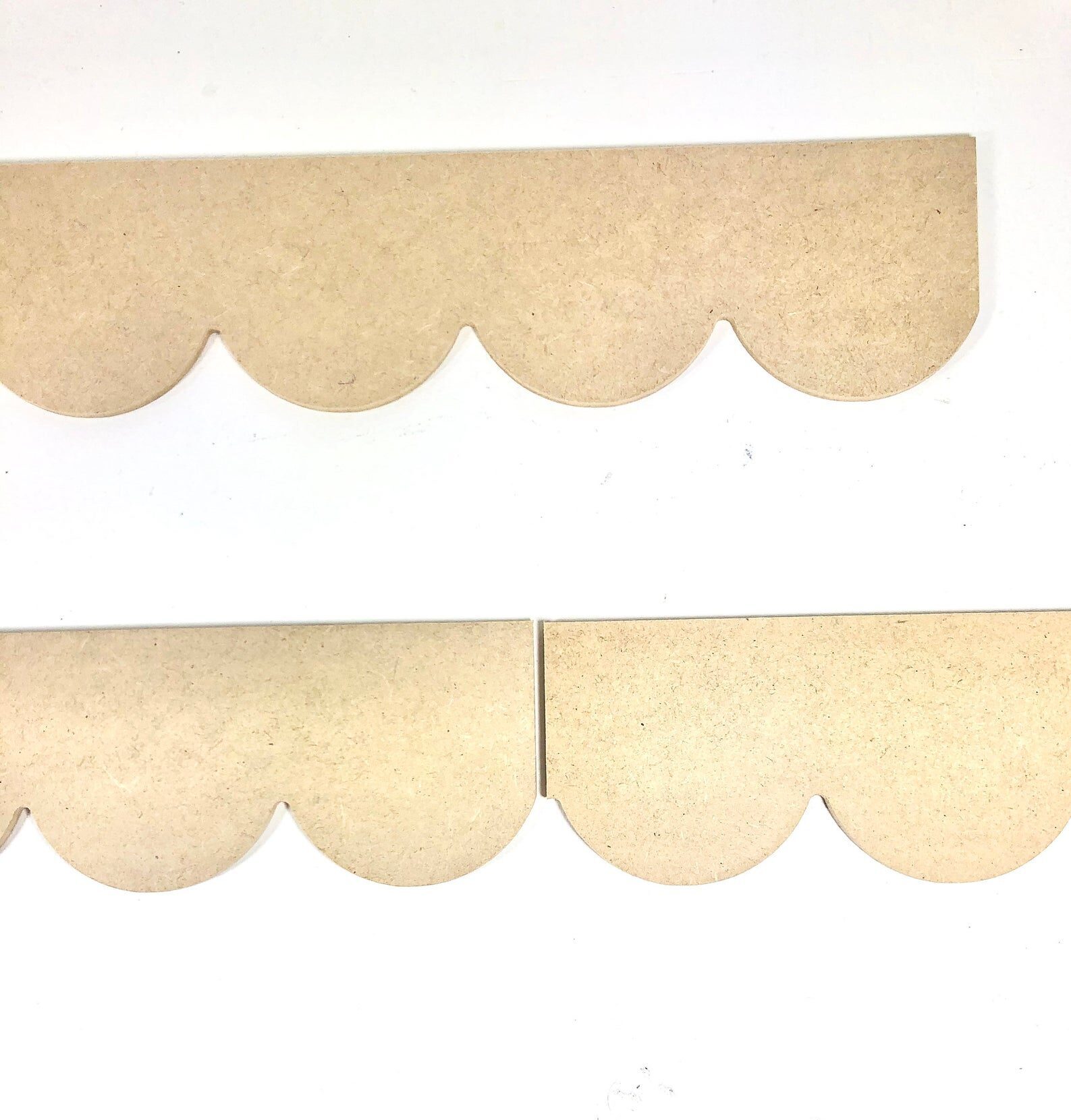 Scallop pattern MDF wood cutout- 3 Pack, 46" long Unfinished Wooden MDF Paint Grade Scalloped Crown Molding Trim ready for your next project