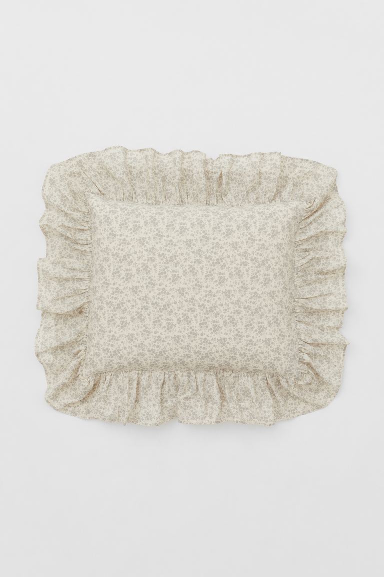 H&M Light Beige and Floral Pillowcase