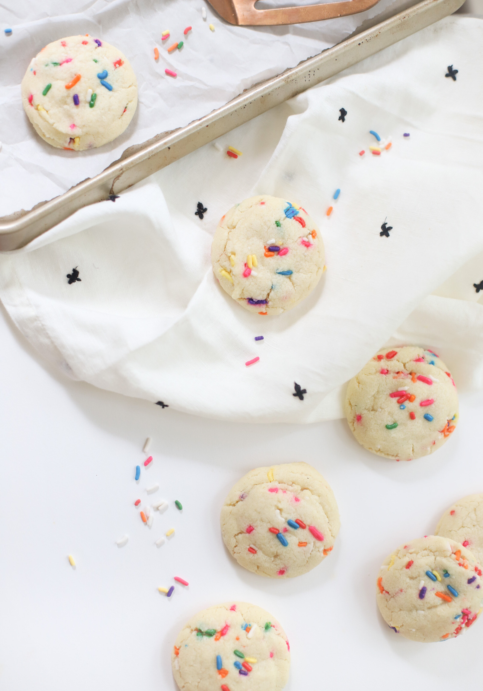 top view of cookies with colorful sprinkles 