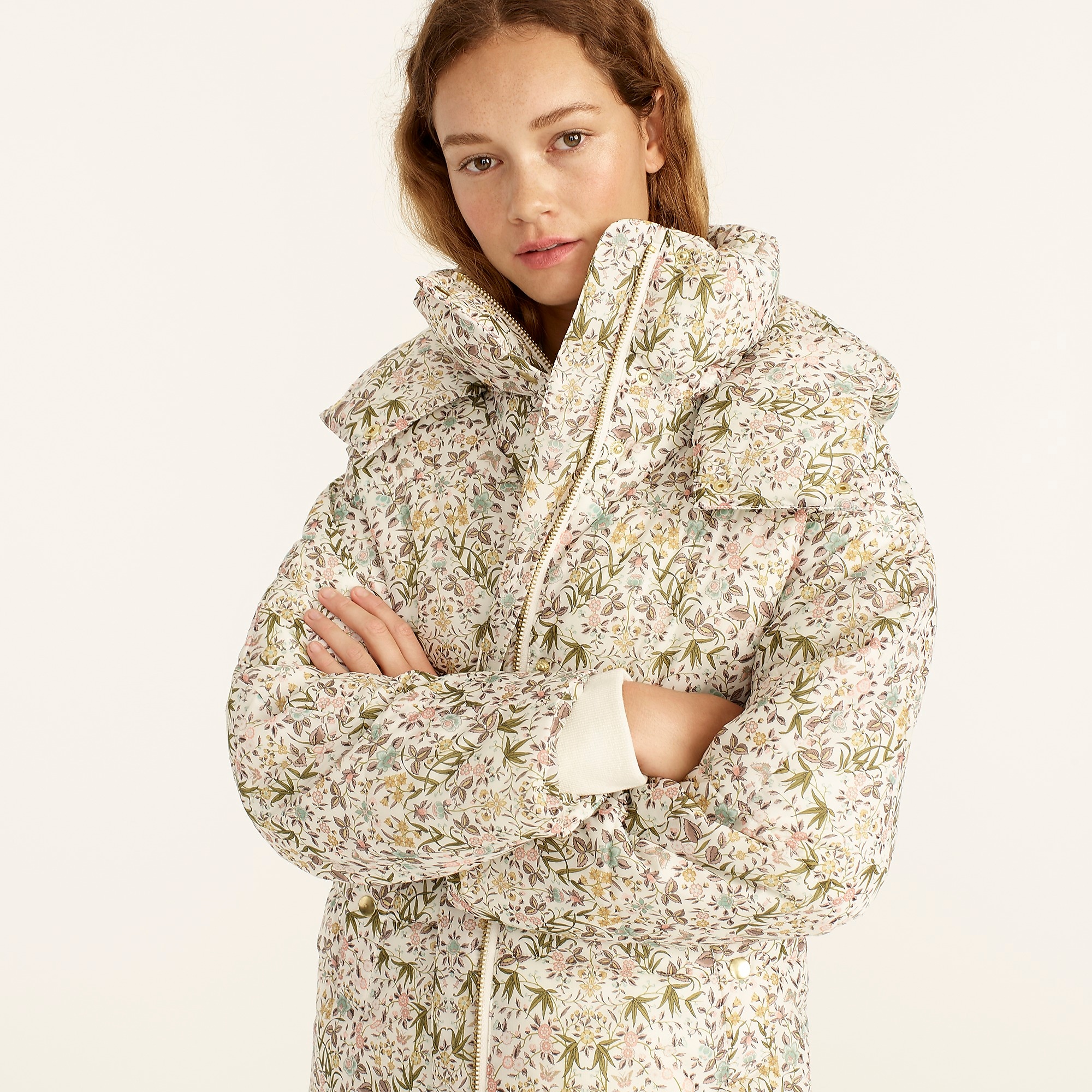 J.Crew Flurry Puffer Jacket with PrimaLoft in Liberty Tapestry Floral one of the Favorite Fall Sweaters