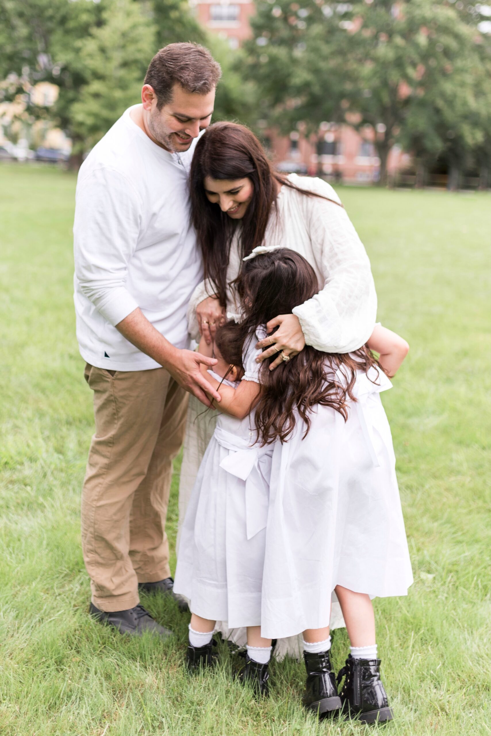 a family hugging 