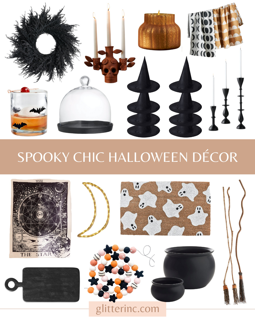 collage of Spooky Chic Halloween Décor