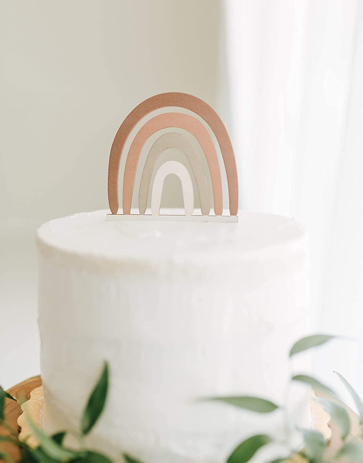 Wooden Boho Rainbow Cake Topper