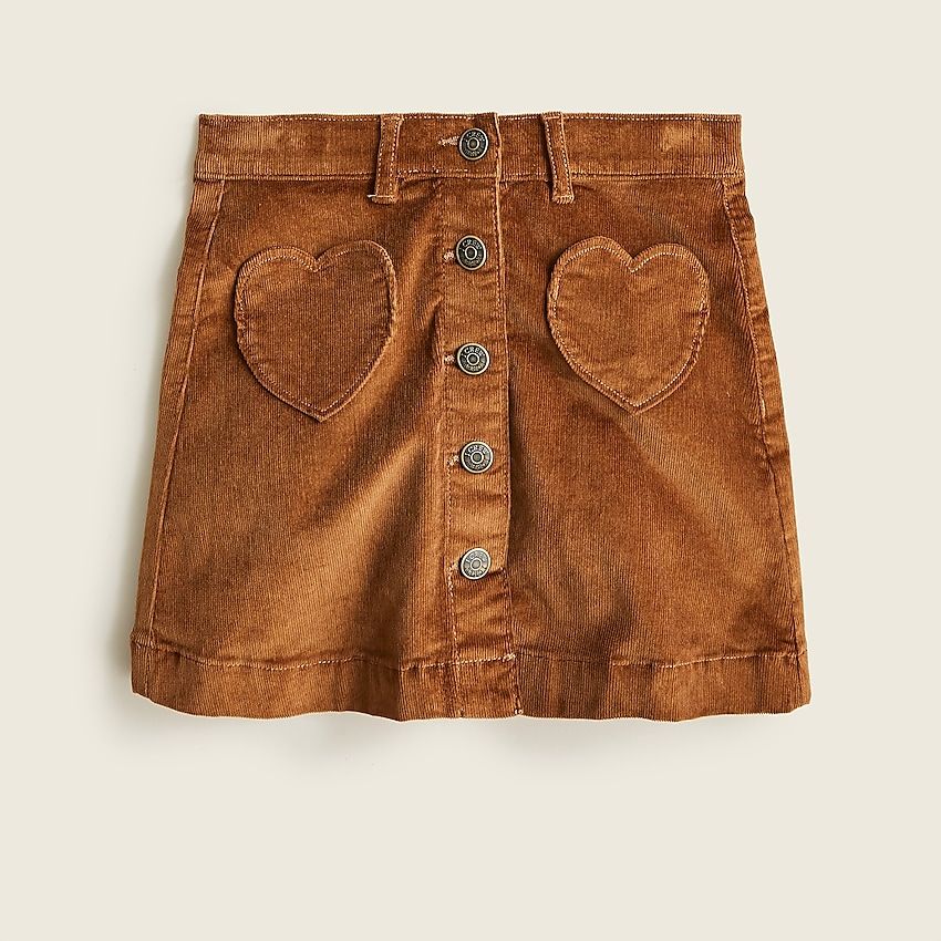 J.Crew Girls' Corduroy Heart-Pocket Skirt