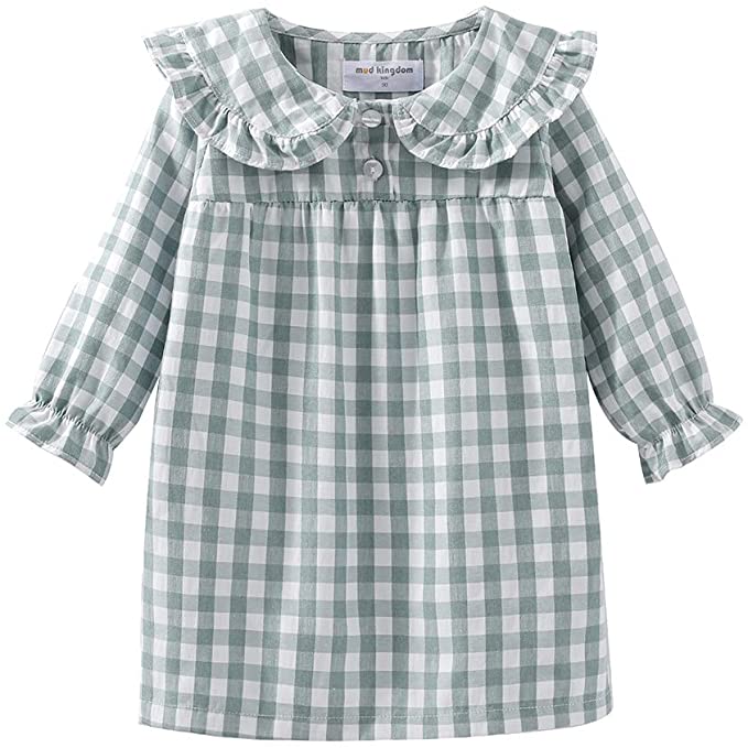 Mud Kingdom Girls Ruffle Collar Plaid Nightgown