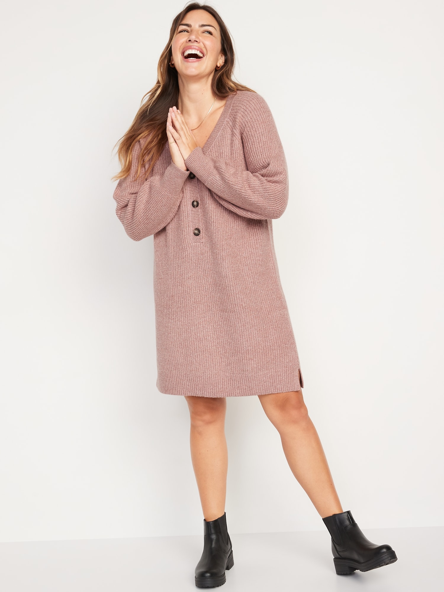 Old Navy Long-Sleeve Rib-Knit Mini Sweater Dress for Women chic gift ideas