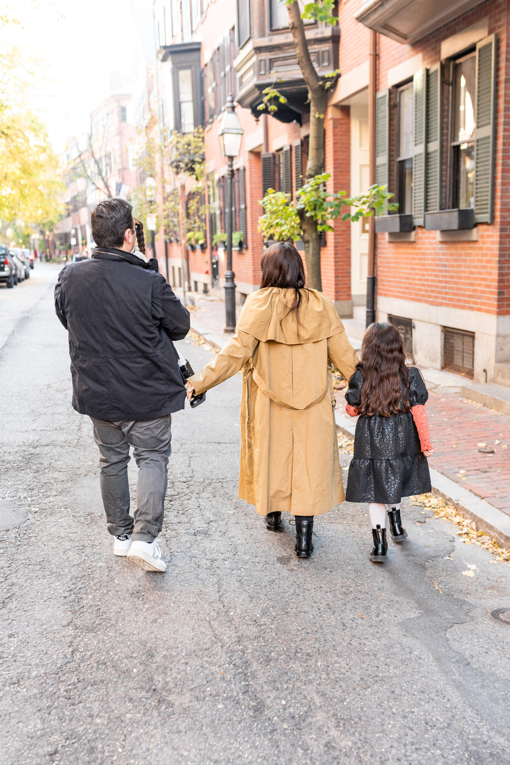 family walking on the street