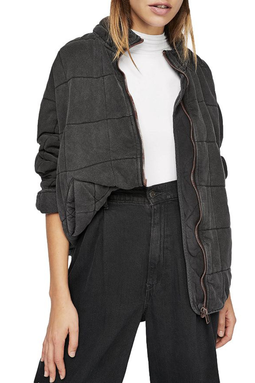 Free People Quilted Dolman-Sleeve Jacket