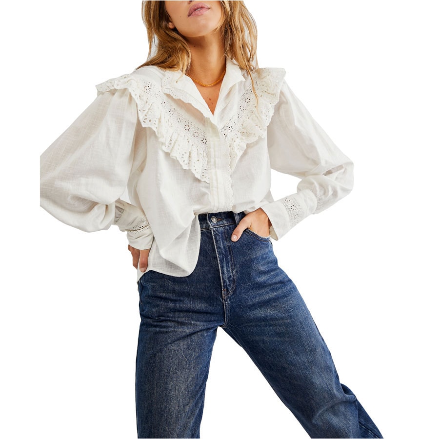 Free People Hit the Road Eyelet Trim Shirt