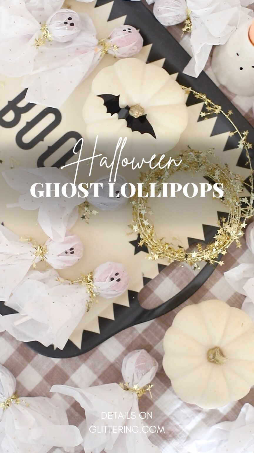 DIY Tissue Paper Ghost Lollipops (With a Gold Sparkly Twist) Glitter