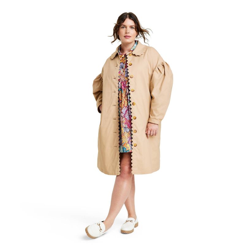 Women's Scallop Edge Trench Coat - Kika Vargas x Target Tan