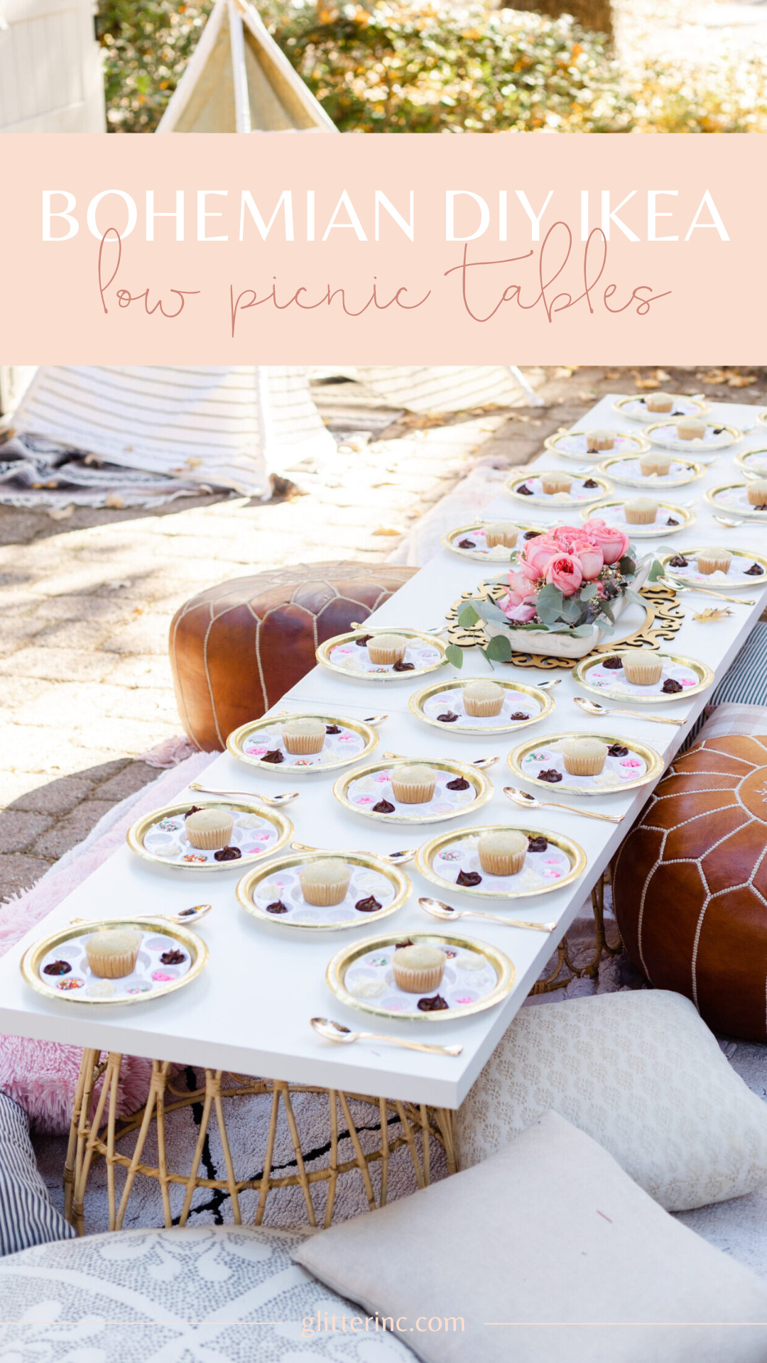 Costume Party Birthday - DIY Bohemian IKEA Low Picnic Tables - GLITTERINC.COM