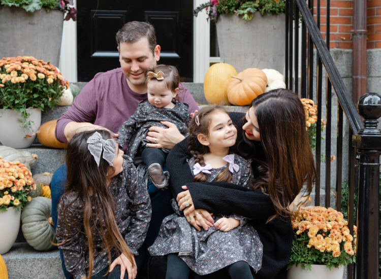 This Year’s Holiday Family Photos - Fall Pumpkin Stoop in Beacon Hill Boston - GLITTERINC.COM