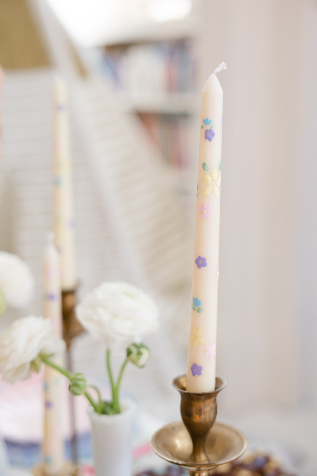 Hand Painted Floral Lavender Taper Candles -   Hand painted candles,   candles, Candles crafts