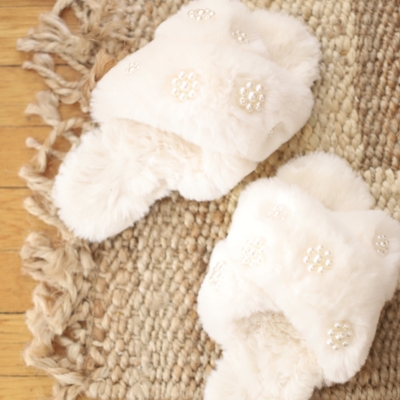 DIY Pearl Embellished Slippers