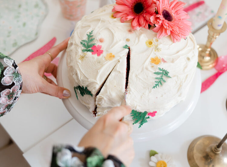 Adelaide’s Wildflower 1st Birthday Brunch Garden Party - A Simple At Home Celebration for Our One Year Old Girl - Dried Flowers Easy Birthday Cake DIY - GLITTERINC.COM