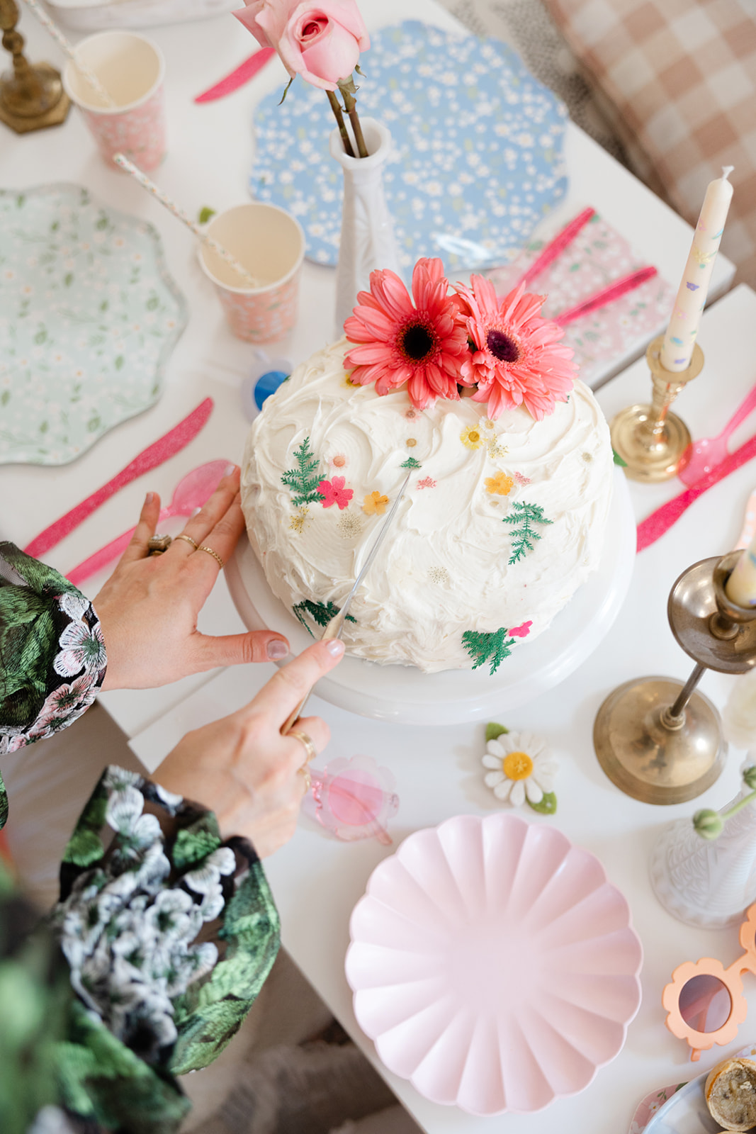 Adelaide’s Wildflower 1st Birthday Brunch Garden Party - A Simple At Home Celebration for Our One Year Old Girl - Dried Flowers Easy Birthday Cake DIY - GLITTERINC.COM