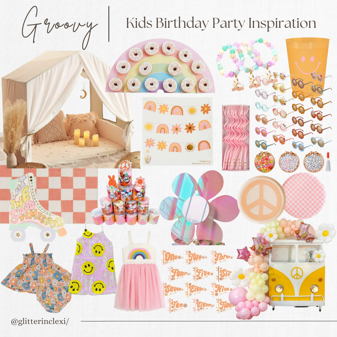 Groovy Kids Birthday Party Inspiration - Peace Love Daisies Rainbows Happy Face - GLITTERINC.COM