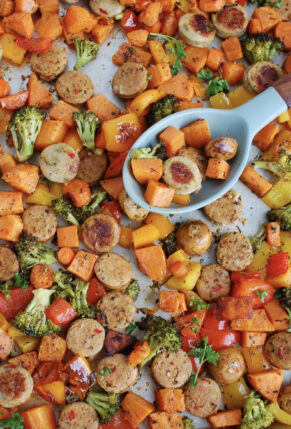 Easy Weeknight Dinner Ideas and Recipes - Sheet Pan Chicken Sausage and Vegetables