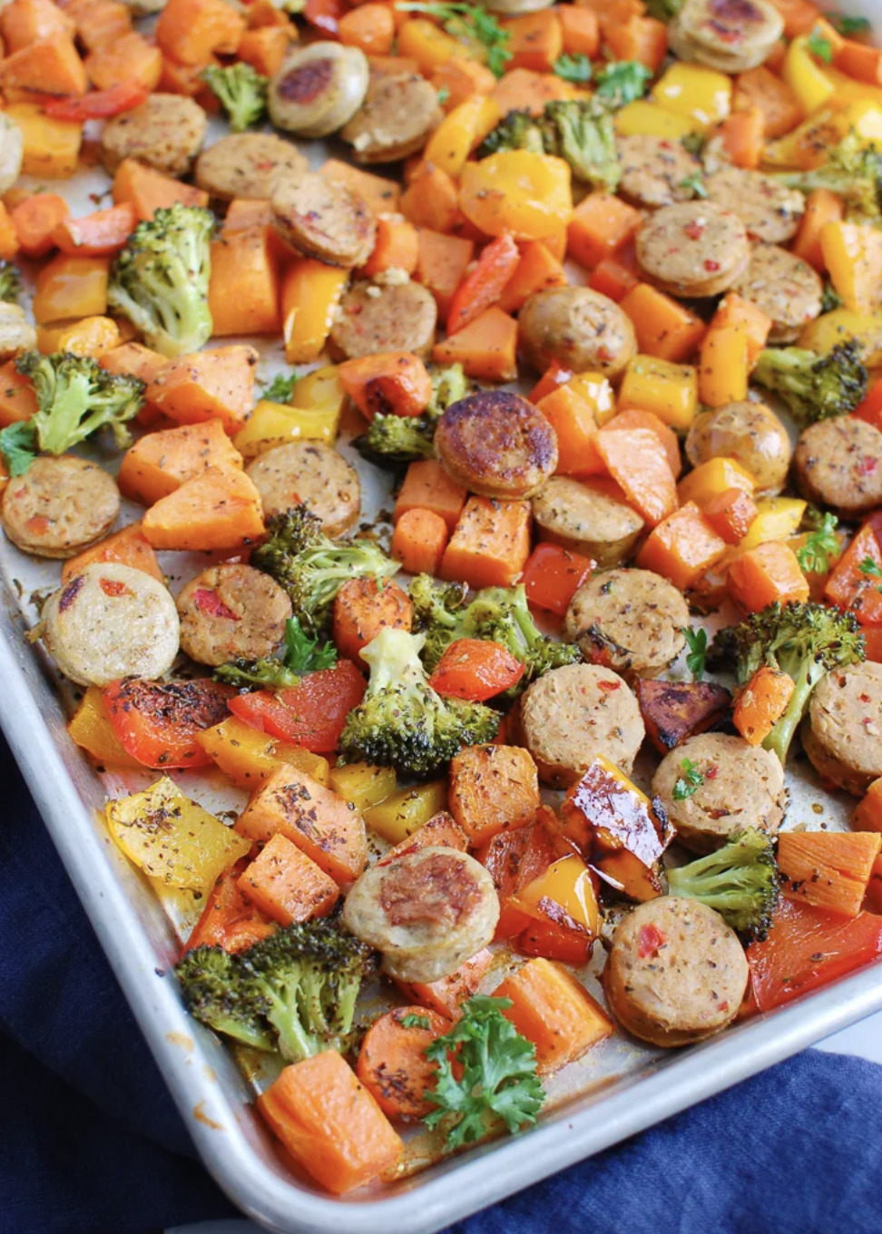 Easy Weeknight Dinner - Sheet Pan Chicken Sausage and Vegetables