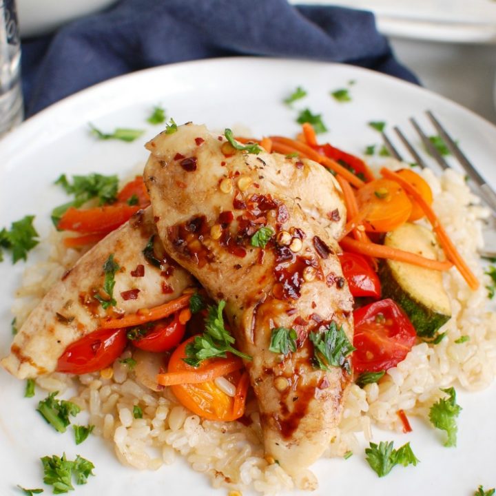 Sheet Pan Honey Balsamic Chicken Tenders and Vegetables - Easy Weeknight Dinner Idea