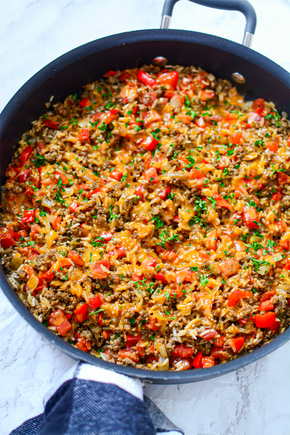 Ground Beef and Rice One Pan Skillet Dinner