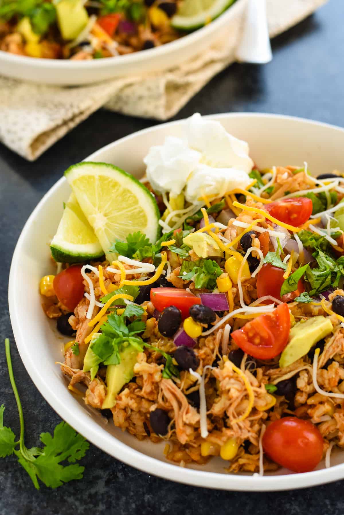 Slow Cooker Chicken Burrito Bowl - Easy Weeknight Dinner Idea