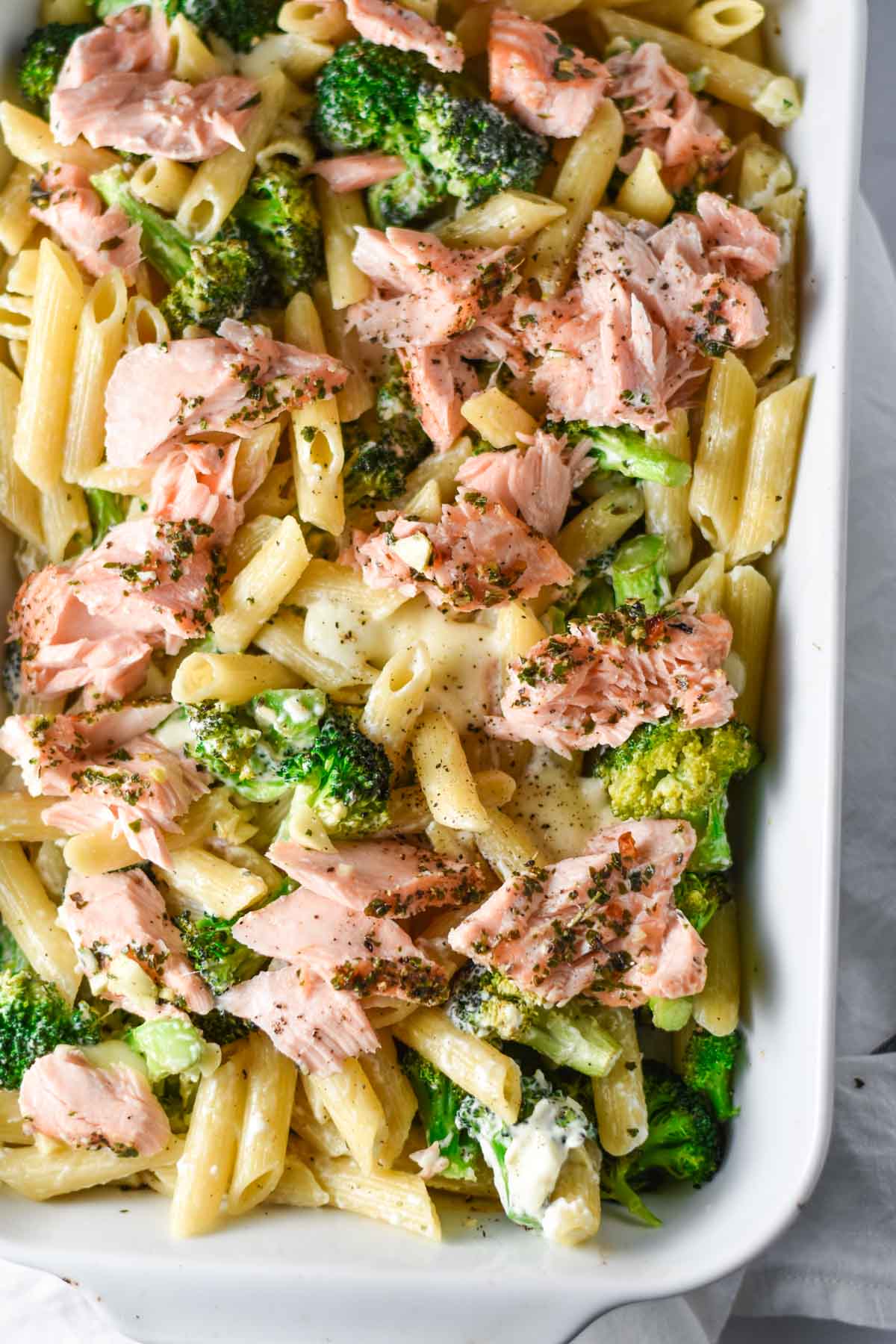 One Pan Salmon Broccoli Pasta Weeknight Dinner