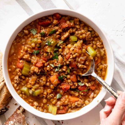 Healthy Soup Recipes - Easy Lentil Ground Turkey Soup
