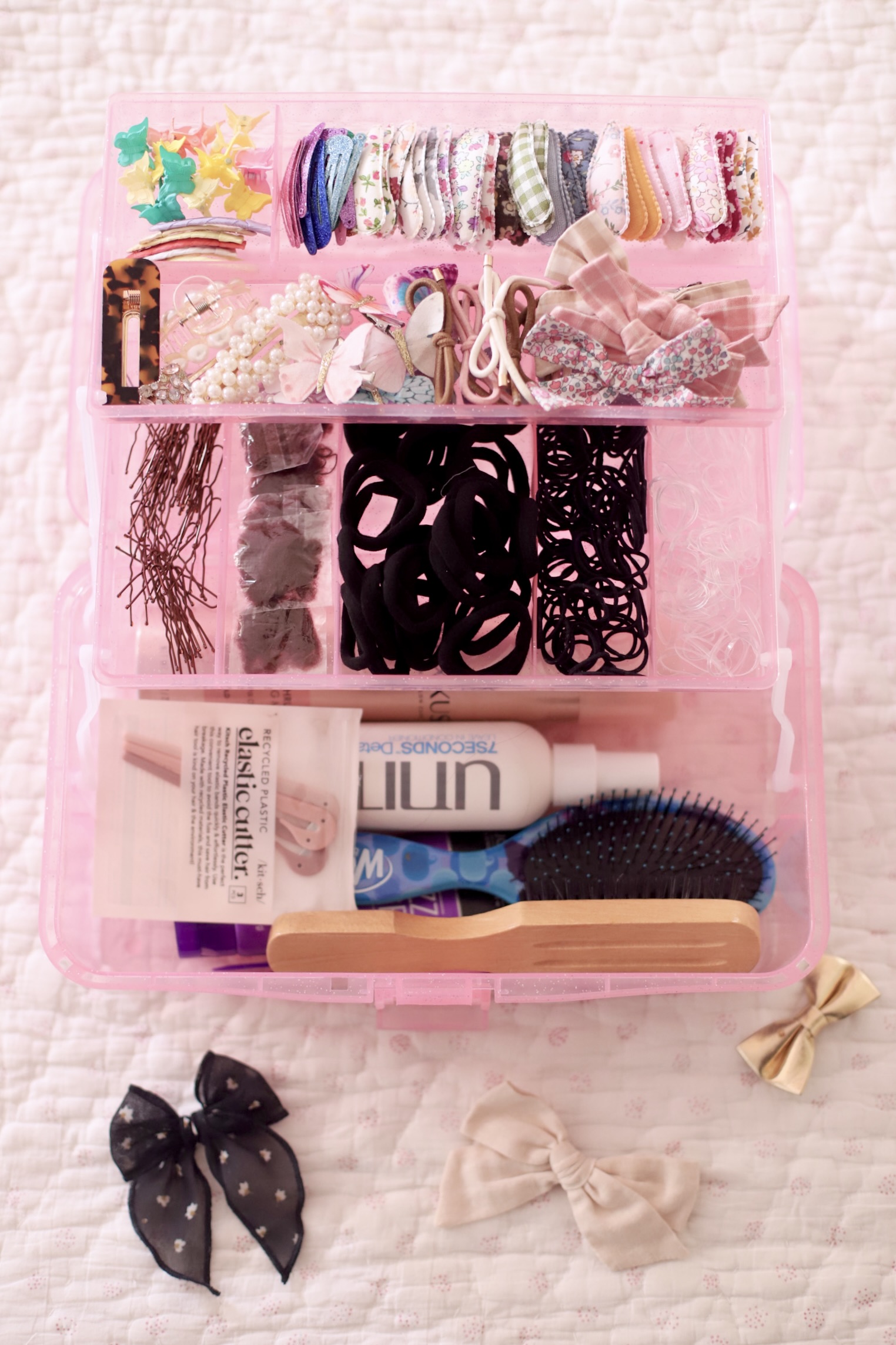 DIY Portable Home Hairstyling Box - Our Easy Morning Hair Routine With Three Girls - GLITTERINC.COM