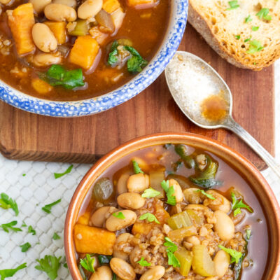 Vegetarian Soups - White Bean and Bulgur Soup via Eat Plant-Based